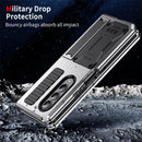 For Samsung Galaxy Z Fold4 Metal Shock-proof Phone Case With Holder(Silver)