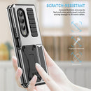 For Samsung Galaxy Z Fold4 Metal Shock-proof Phone Case With Holder(Silver)