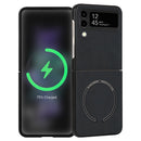 For Samsung Galaxy Z Flip4 Lambskin Texture MagSafe Magnetic Phone Case(Black)