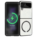 For Samsung Galaxy Z Flip4 Lambskin Texture MagSafe Magnetic Phone Case(White)
