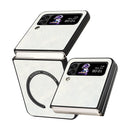 For Samsung Galaxy Z Flip4 Lambskin Texture MagSafe Magnetic Phone Case(White)