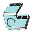 For Samsung Galaxy Z Flip4 Lambskin Texture MagSafe Magnetic Phone Case(Mint Green)