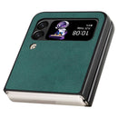 For Samsung Galaxy Z Flip4 Lambskin Texture MagSafe Magnetic Phone Case(Dark Green)