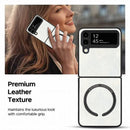 For Samsung Galaxy Z Flip4 Lambskin Texture MagSafe Magnetic Phone Case(Dark Green)