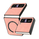 For Samsung Galaxy Z Flip4 Lambskin Texture MagSafe Magnetic Phone Case(Pink)