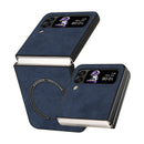 For Samsung Galaxy Z Flip4 Lambskin Texture MagSafe Magnetic Phone Case(Dark Blue)