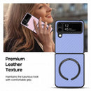 For Samsung Galaxy Z Flip4 Carbon Fiber Texture MagSafe Magnetic Phone Case(Khaki)