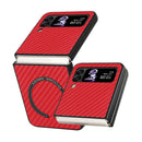 For Samsung Galaxy Z Flip4 Carbon Fiber Texture MagSafe Magnetic Phone Case(Red)