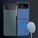For Samsung Galaxy Z Flip4 Carbon Fiber Texture MagSafe Magnetic Phone Case(Blue)