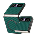 For Samsung Galaxy Z Flip4 Carbon Fiber Texture MagSafe Magnetic Phone Case(Green)