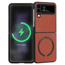 For Samsung Galaxy Z Flip4 Carbon Fiber Texture MagSafe Magnetic Phone Case(Brown)
