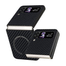 For Samsung Galaxy Z Flip4 Carbon Fiber Texture MagSafe Magnetic Phone Case(Black)