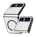 For Samsung Galaxy Z Flip4 Carbon Fiber Texture MagSafe Magnetic Phone Case(White)