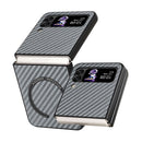 For Samsung Galaxy Z Flip4 Carbon Fiber Texture MagSafe Magnetic Phone Case(Grey)