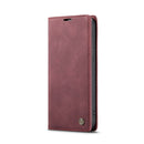 CaseMe-013 Multifunctional Retro Frosted Leather Phone Case For iPhone 14(Wine Red)