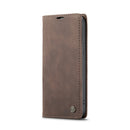 CaseMe-013 Multifunctional Retro Frosted Leather Phone Case For iPhone 14(Coffee)