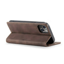 CaseMe-013 Multifunctional Retro Frosted Leather Phone Case For iPhone 14(Coffee)