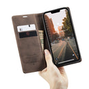 CaseMe-013 Multifunctional Retro Frosted Leather Phone Case For iPhone 14(Coffee)