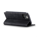 CaseMe-013 Multifunctional Retro Frosted Leather Phone Case For iPhone 14(Black)