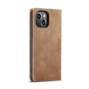 CaseMe-013 Multifunctional Retro Frosted Leather Phone Case For iPhone 14 Max(Brown)