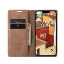 CaseMe-013 Multifunctional Retro Frosted Leather Phone Case For iPhone 14 Max(Brown)