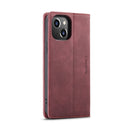 CaseMe-013 Multifunctional Retro Frosted Leather Phone Case For iPhone 14 Max(Wine Red)
