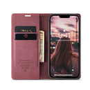 CaseMe-013 Multifunctional Retro Frosted Leather Phone Case For iPhone 14 Max(Wine Red)