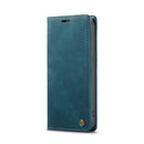 CaseMe-013 Multifunctional Retro Frosted Leather Phone Case For iPhone 14 Max(Blue)