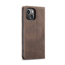 CaseMe-013 Multifunctional Retro Frosted Leather Phone Case For iPhone 14 Max(Coffee)