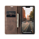 CaseMe-013 Multifunctional Retro Frosted Leather Phone Case For iPhone 14 Max(Coffee)