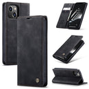 CaseMe-013 Multifunctional Retro Frosted Leather Phone Case For iPhone 14 Max(Black)