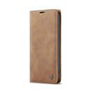 CaseMe-013 Multifunctional Retro Frosted Leather Phone Case For iPhone 14 Pro(Brown)