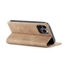 CaseMe-013 Multifunctional Retro Frosted Leather Phone Case For iPhone 14 Pro(Brown)