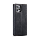 CaseMe-013 Multifunctional Retro Frosted Leather Phone Case For iPhone 14 Pro(Black)