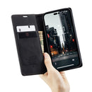 CaseMe-013 Multifunctional Retro Frosted Leather Phone Case For iPhone 14 Pro(Black)