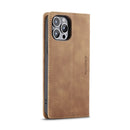 CaseMe-013 Multifunctional Retro Frosted Leather Phone Case For iPhone 14 Pro Max(Brown)
