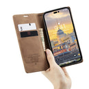 CaseMe-013 Multifunctional Retro Frosted Leather Phone Case For iPhone 14 Pro Max(Brown)
