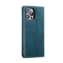 CaseMe-013 Multifunctional Retro Frosted Leather Phone Case For iPhone 14 Pro Max(Blue)