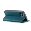 CaseMe-013 Multifunctional Retro Frosted Leather Phone Case For iPhone 14 Pro Max(Blue)