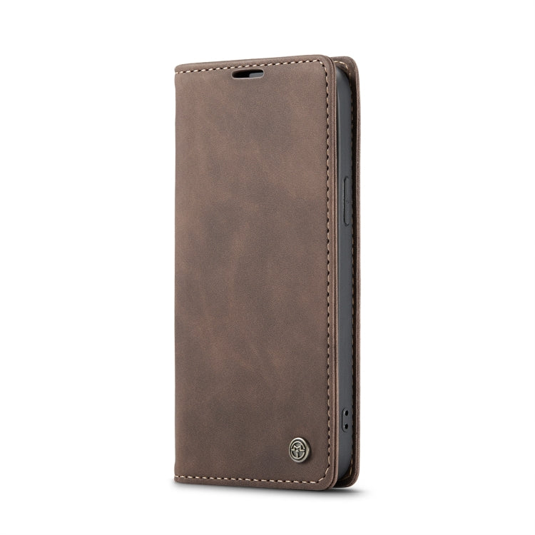 CaseMe-013 Multifunctional Retro Frosted Leather Phone Case For iPhone 14 Pro Max(Coffee)