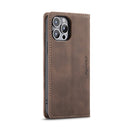 CaseMe-013 Multifunctional Retro Frosted Leather Phone Case For iPhone 14 Pro Max(Coffee)