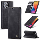 CaseMe-013 Multifunctional Retro Frosted Leather Phone Case For iPhone 14 Pro Max(Black)