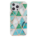 For iPhone 14 Pro Electroplating Soft TPU Phone Case(Green White Rhombus)