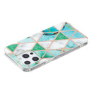 For iPhone 14 Pro Electroplating Soft TPU Phone Case(Green White Rhombus)