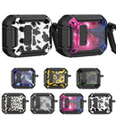 Two-Tone Printed Earphone Case with Switch Lock & Carabiner For AirPods Pro(Black + Camouflage Gray)