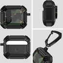 Two-Tone Printed Earphone Case with Switch Lock & Carabiner For AirPods Pro(Black + Camouflage Gray)