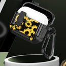 Two-Tone Printed Earphone Case with Switch Lock & Carabiner For AirPods Pro(Black + Camouflage Gray)