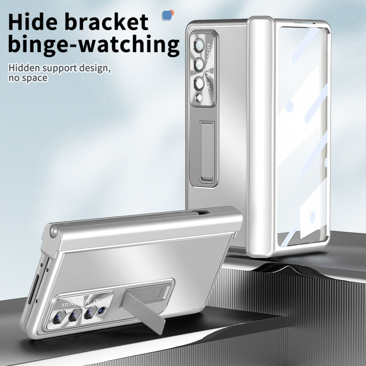 For Samsung Galaxy Z Fold3 5G Aluminum Alloy Double Hinge Shockproof Phone Protective Case(Silver)