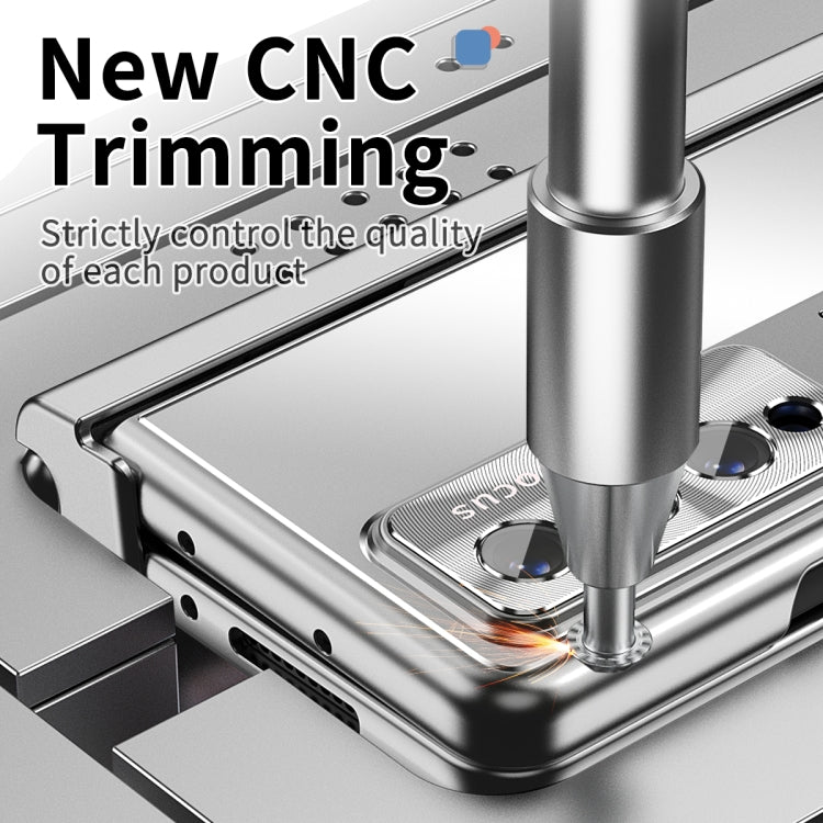 For Samsung Galaxy Z Fold3 5G Aluminum Alloy Double Hinge Shockproof Phone Protective Case(Silver)