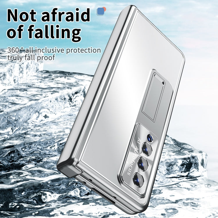For Samsung Galaxy Z Fold3 5G Aluminum Alloy Double Hinge Shockproof Phone Protective Case(Silver)